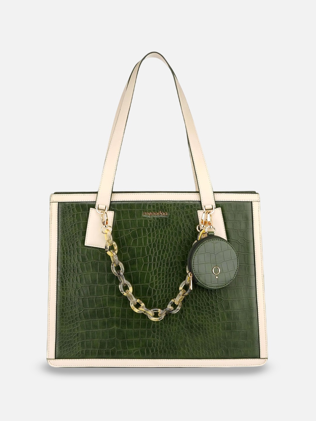 

Monadaa Women Self Design Textured Casual Shoulder Bag, Olive