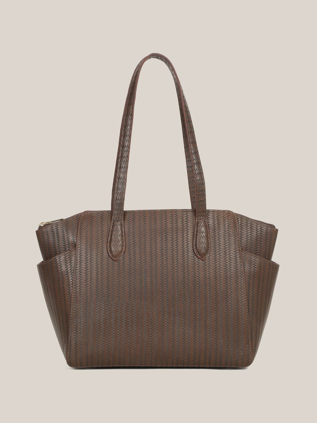 

HATS OFF ACCESSORIES Women Textured Structured Leather Shoulder Bag, Brown