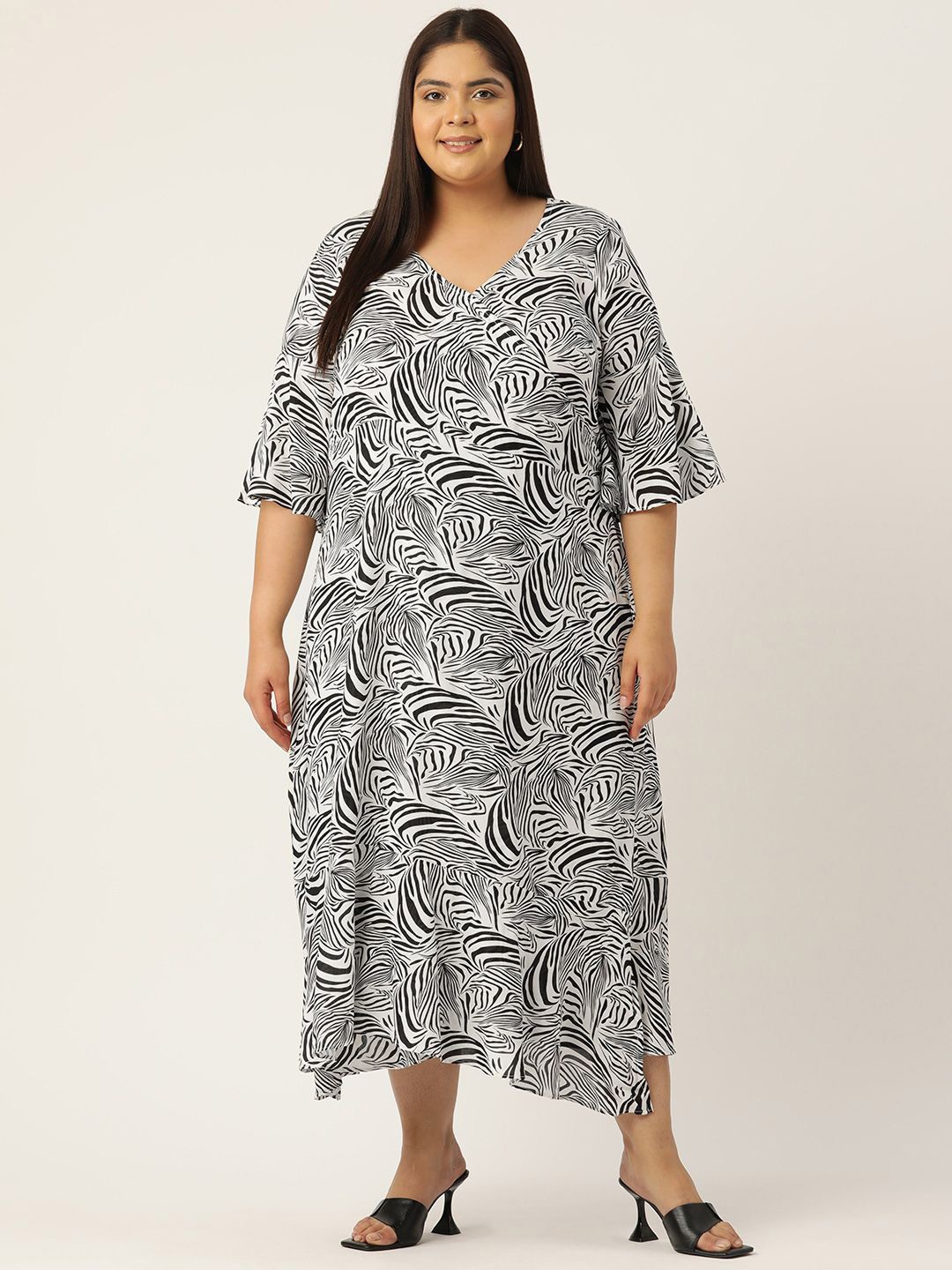 

theRebelinme Women Floral Printed A-Line Maxi Dress, White