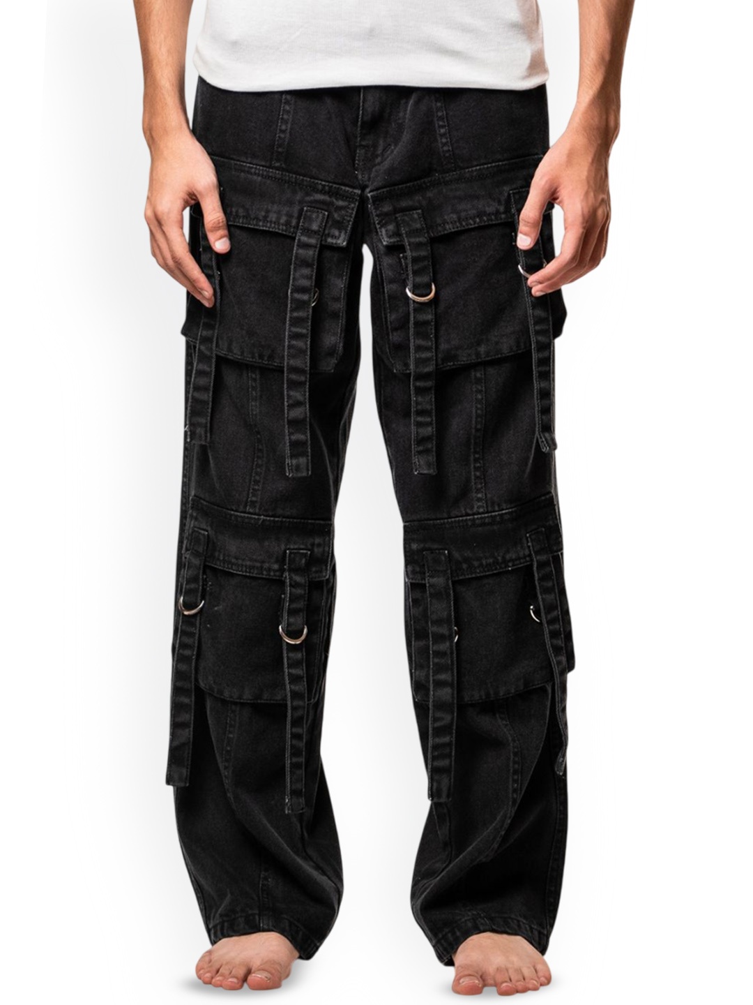 

Bad and Boujee Unisex Relaxed Fit Mildly Distressed Stretchable Jeans, Black