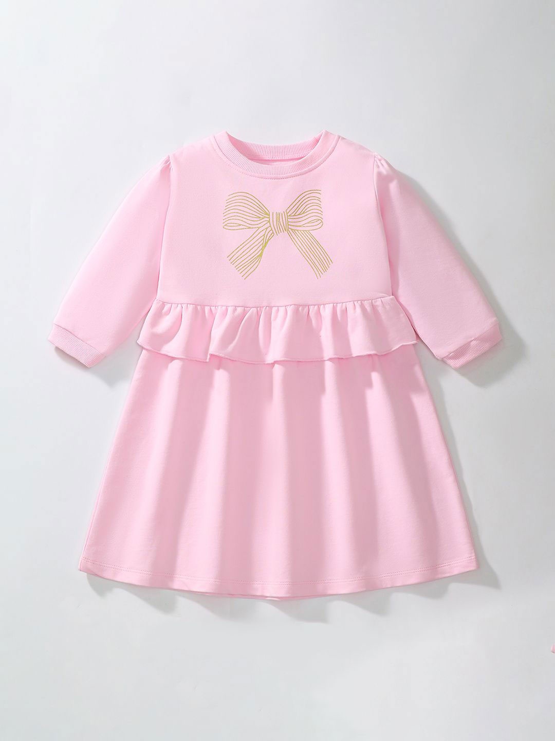 

JC SPARKLE Girls Round Neck Cotton Fit & Flare Dress, Pink