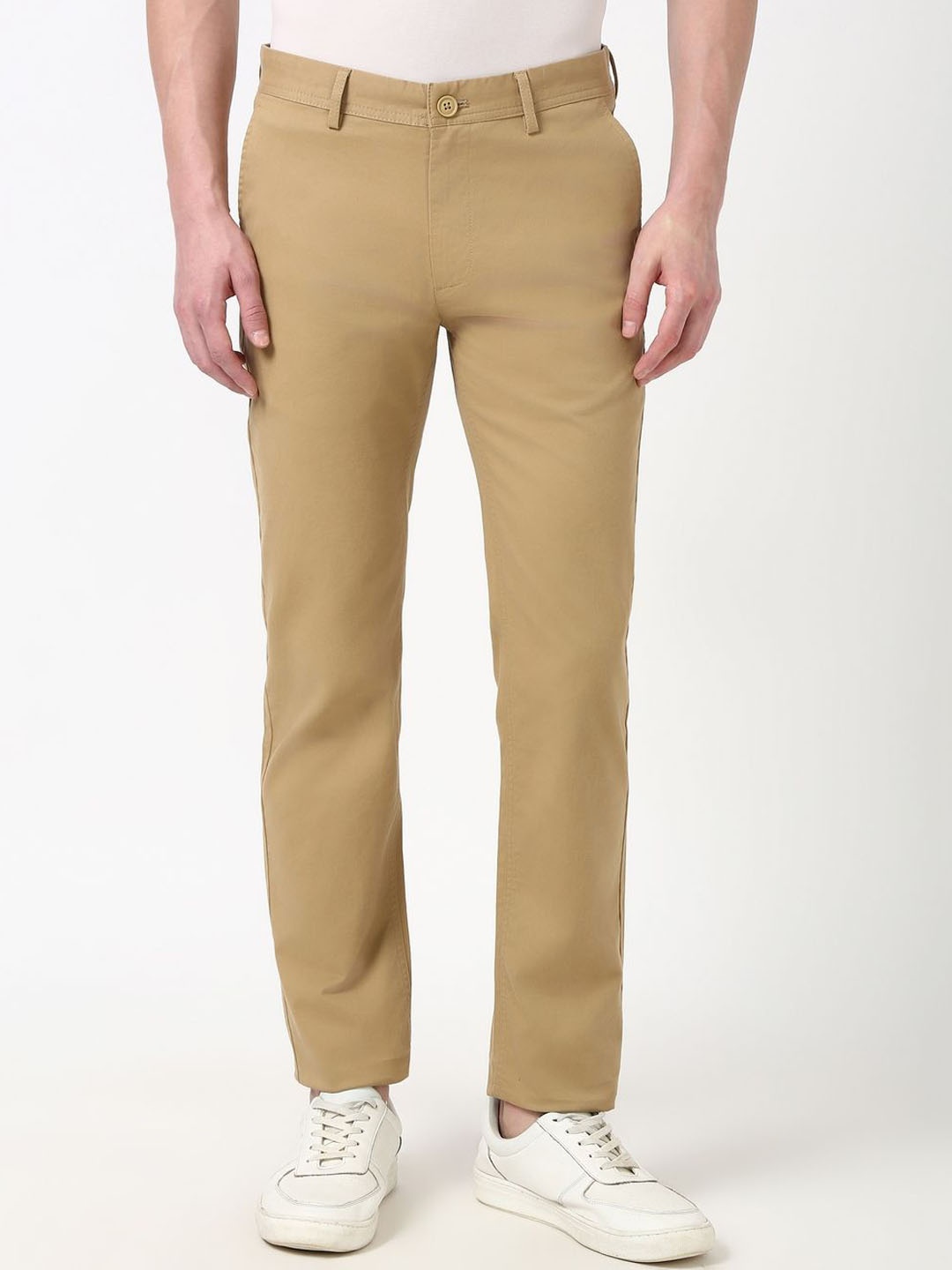 

Peter England Casuals Men Super Mid-Rise Slim Fit Trouser, Khaki