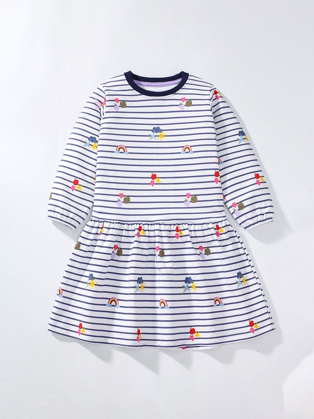 

JC SPARKLE Girls Striped Cotton Fit & Flare Dress, White