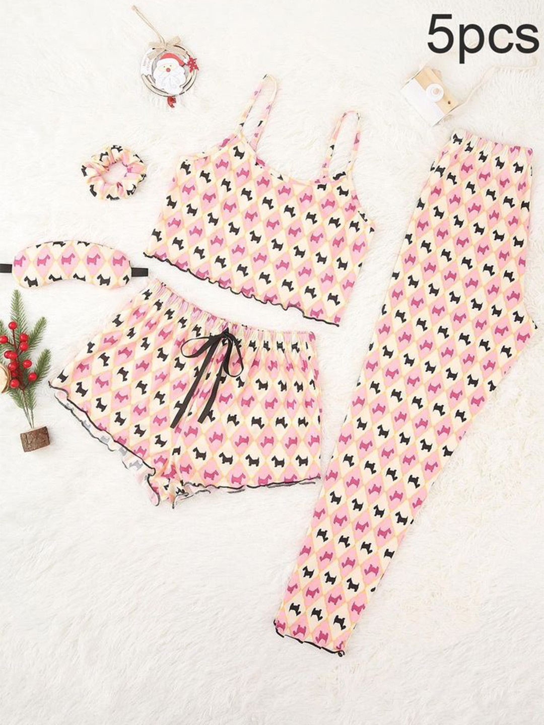

LULU & SKY Women Pack Of 5 Printed Night Suit, Pink
