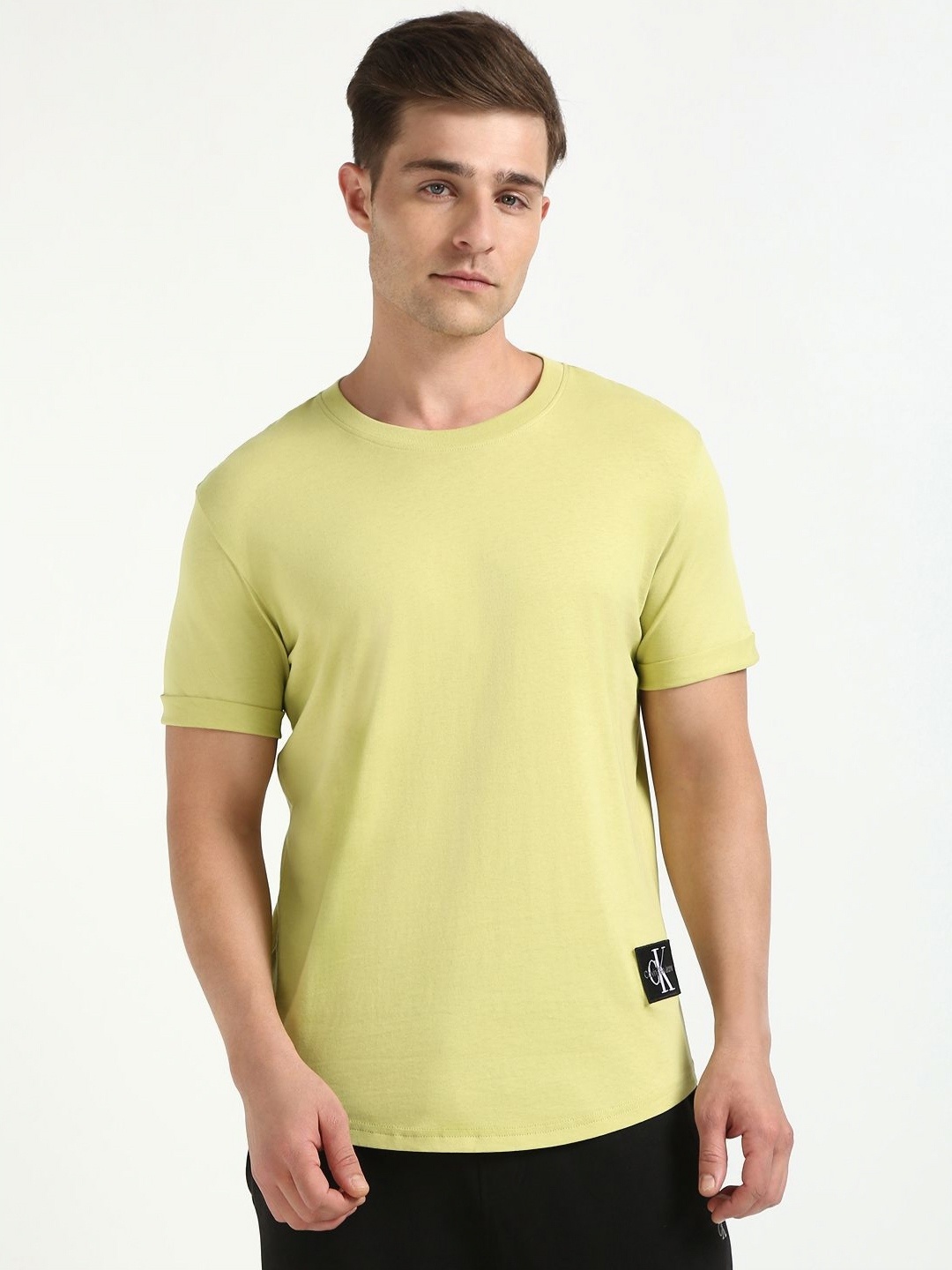 

Calvin Klein Jeans Men Solid Round Neck Cotton T-shirt, Green