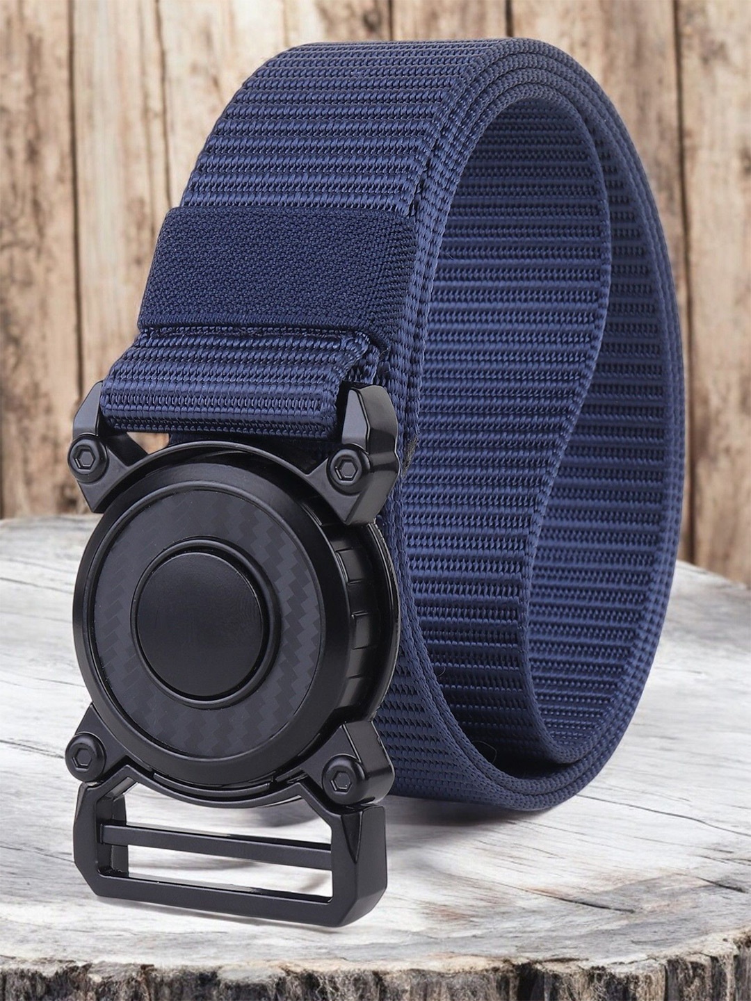 

glitchez Men Woven Design Belt, Blue