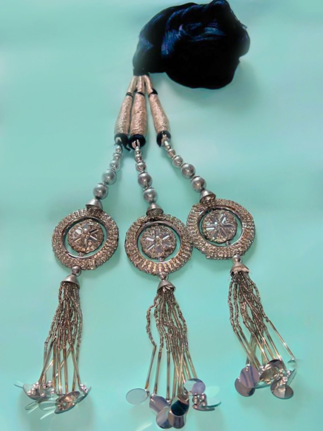 

VAGHBHATT Women Paranda Hair Accessory Set, Silver