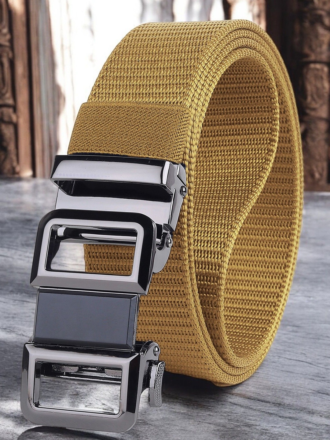 

glitchez Men Formal Belt, Gold