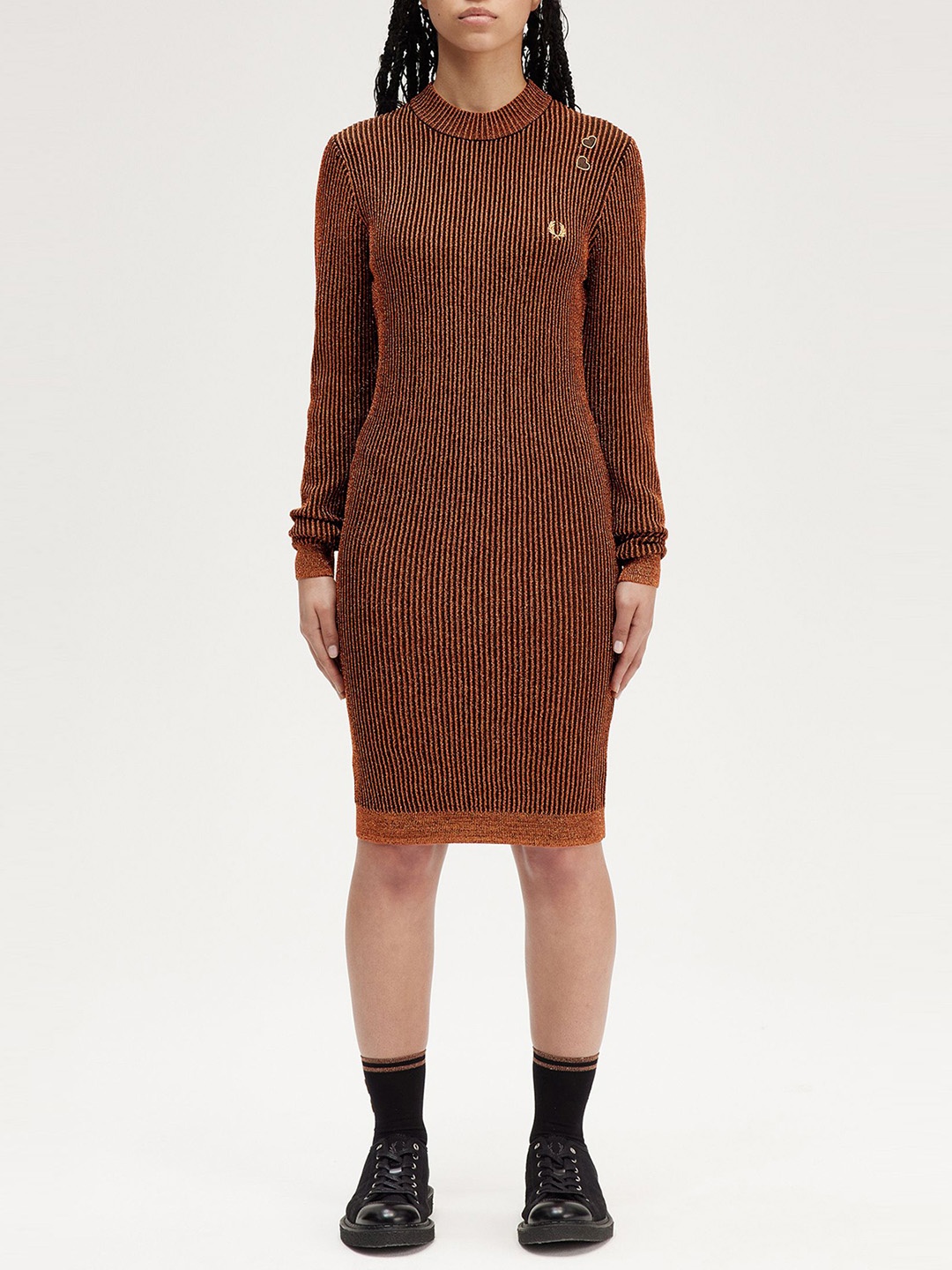 

Fred Perry Women Round Neck Bodycon Dress, Orange
