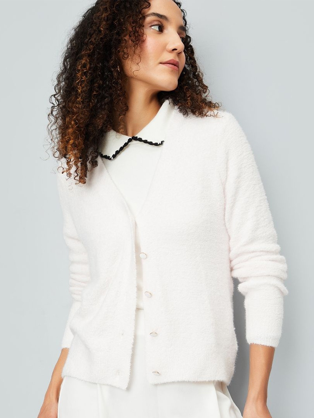 

max Women V-Neck Cardigan, White