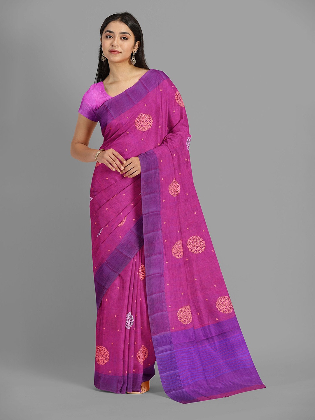 

The Chennai Silks Floral Woven Design Saree, Pink