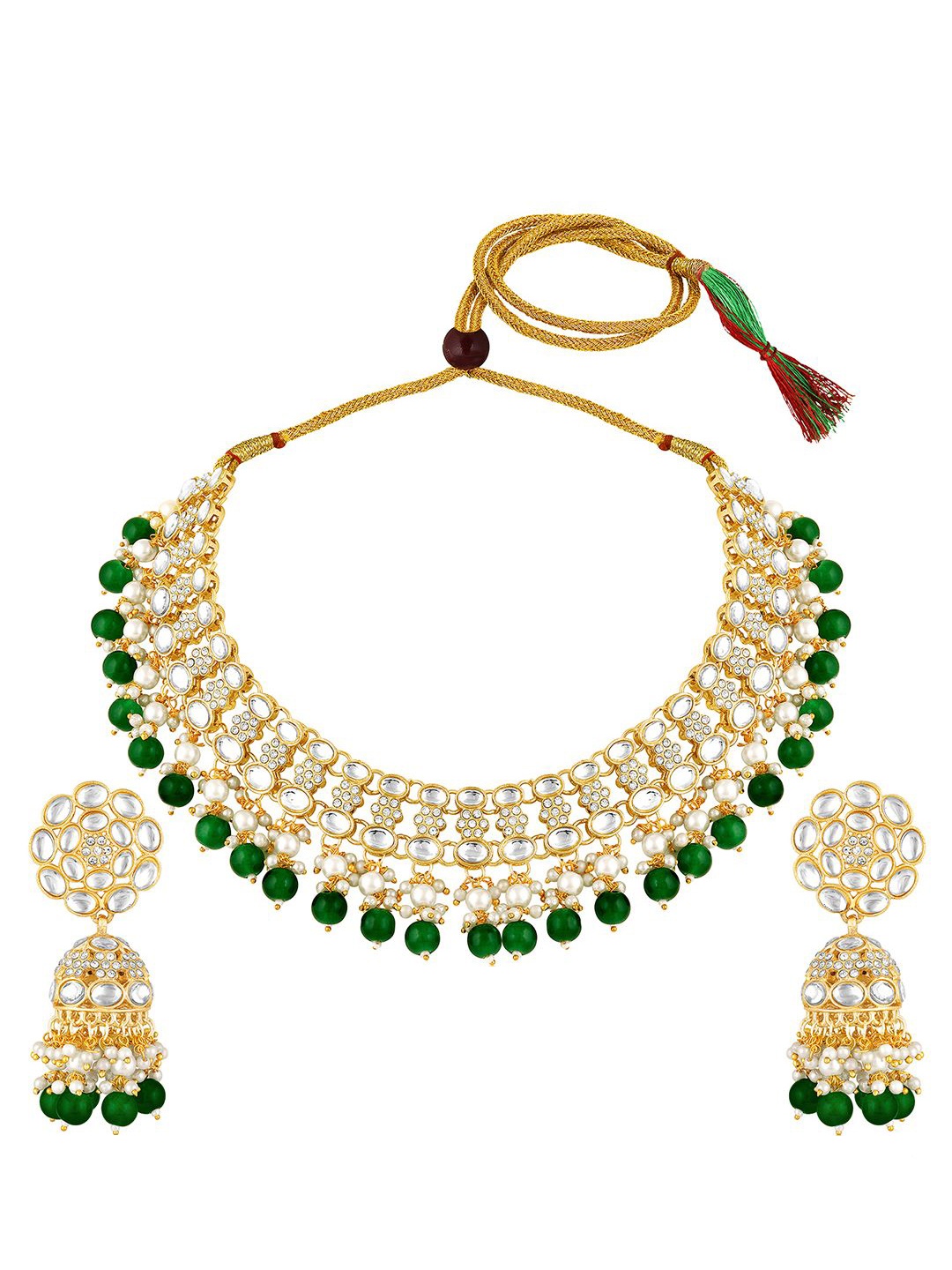 

Peora Gold-Plated Artificial Stones and Beads Studded & Beaded Jewellery Set