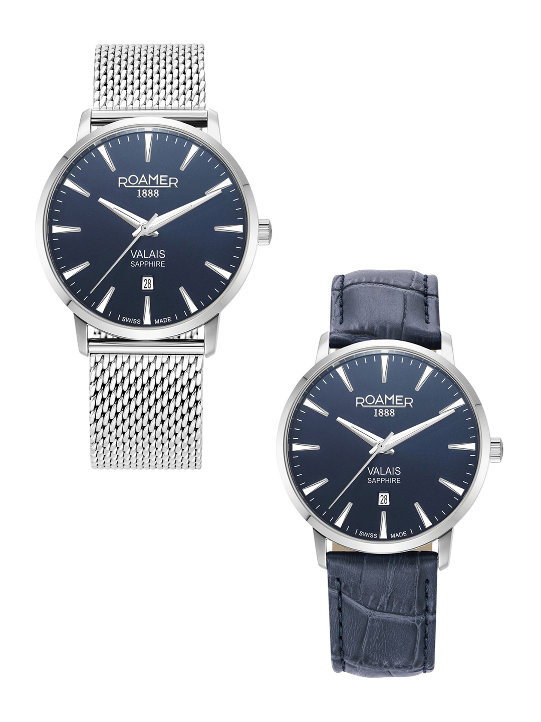 

ROAMER Men Brass Dial & Leather Straps Analogue Watch 988833 41 45 05, Blue