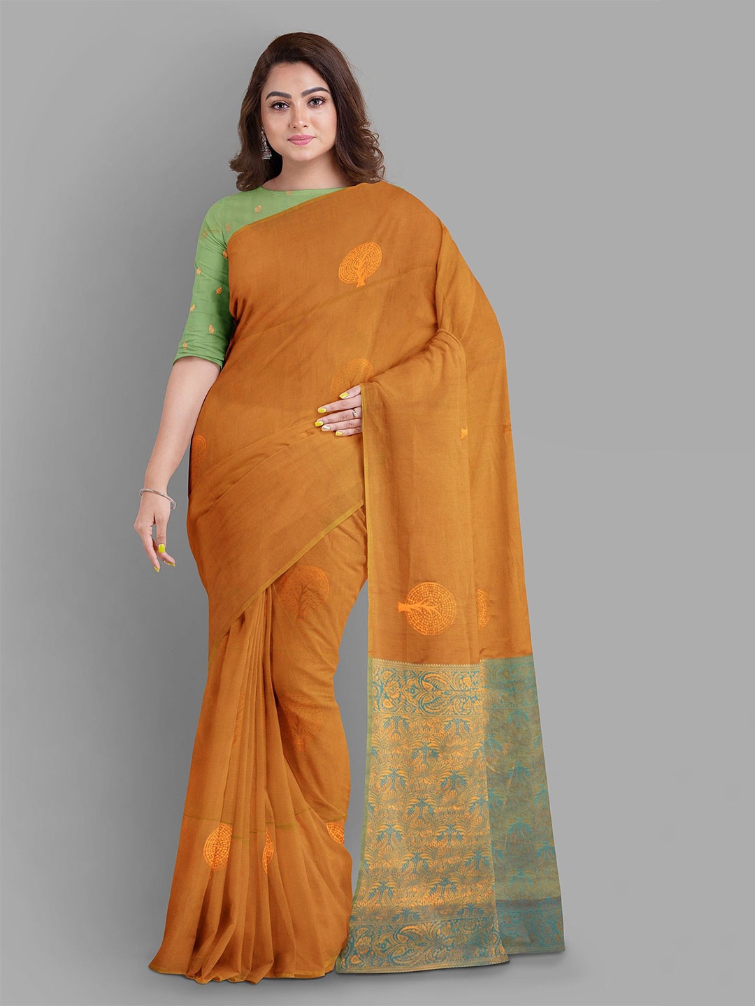 

The Chennai Silks Ethnic Motifs Woven Design Kanjeevaram Saree, Mustard