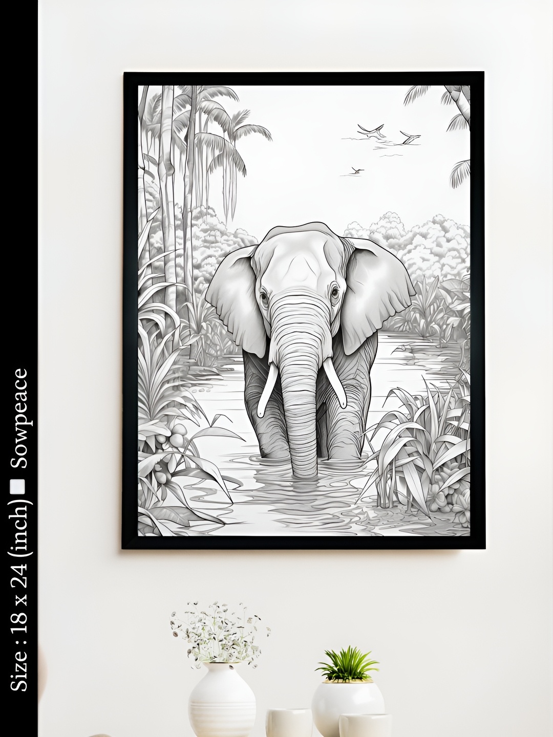 

SOWPEACE White & Grey 1 Piece Canvas Abstract Wall Photographs