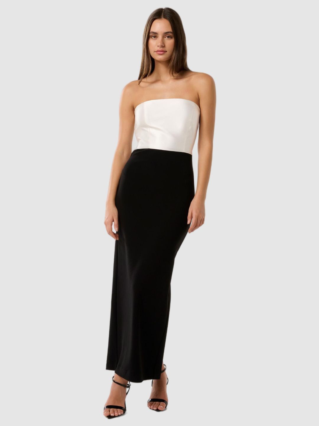 

Forever New Colourblocked Satin Maxi Dress, Black