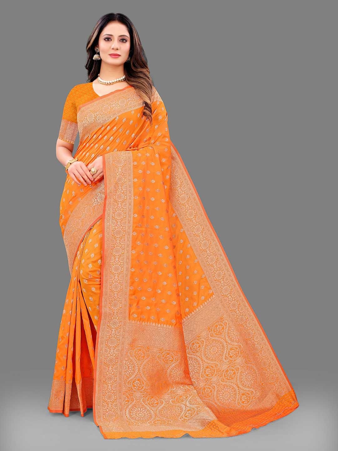 

Anaita Woven Design Zari Banarasi Saree, Orange
