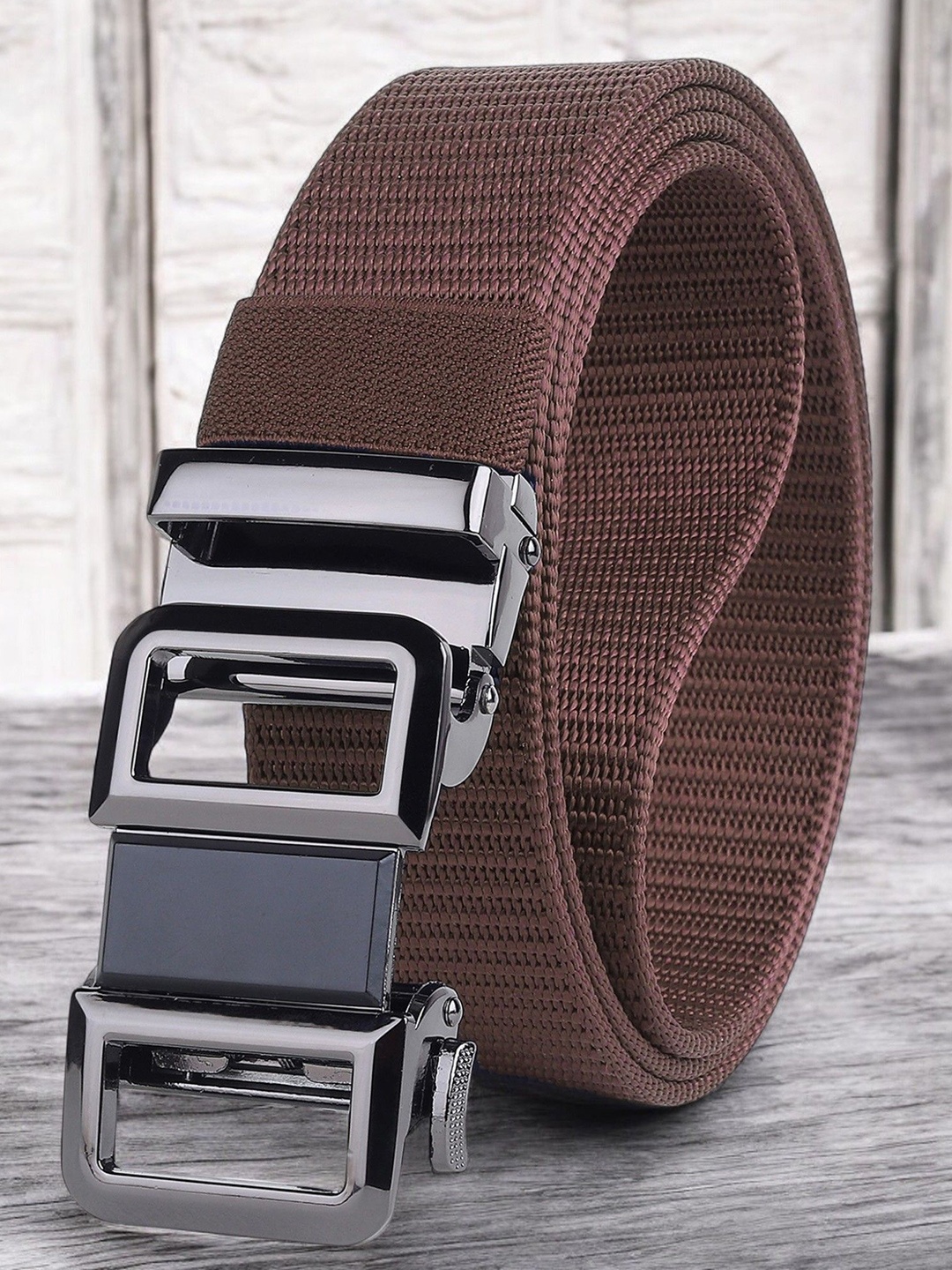 

glitchez Men Woven Design Belt, Brown