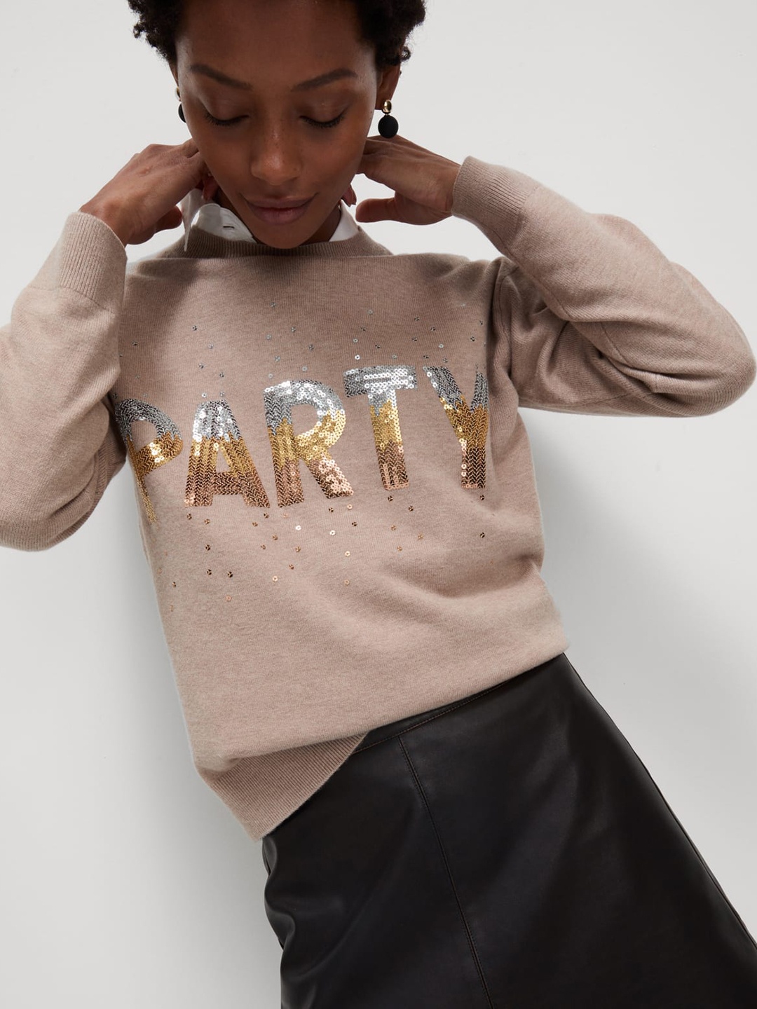 

Marks & Spencer Women Pullover with Embroidered Detail, Beige