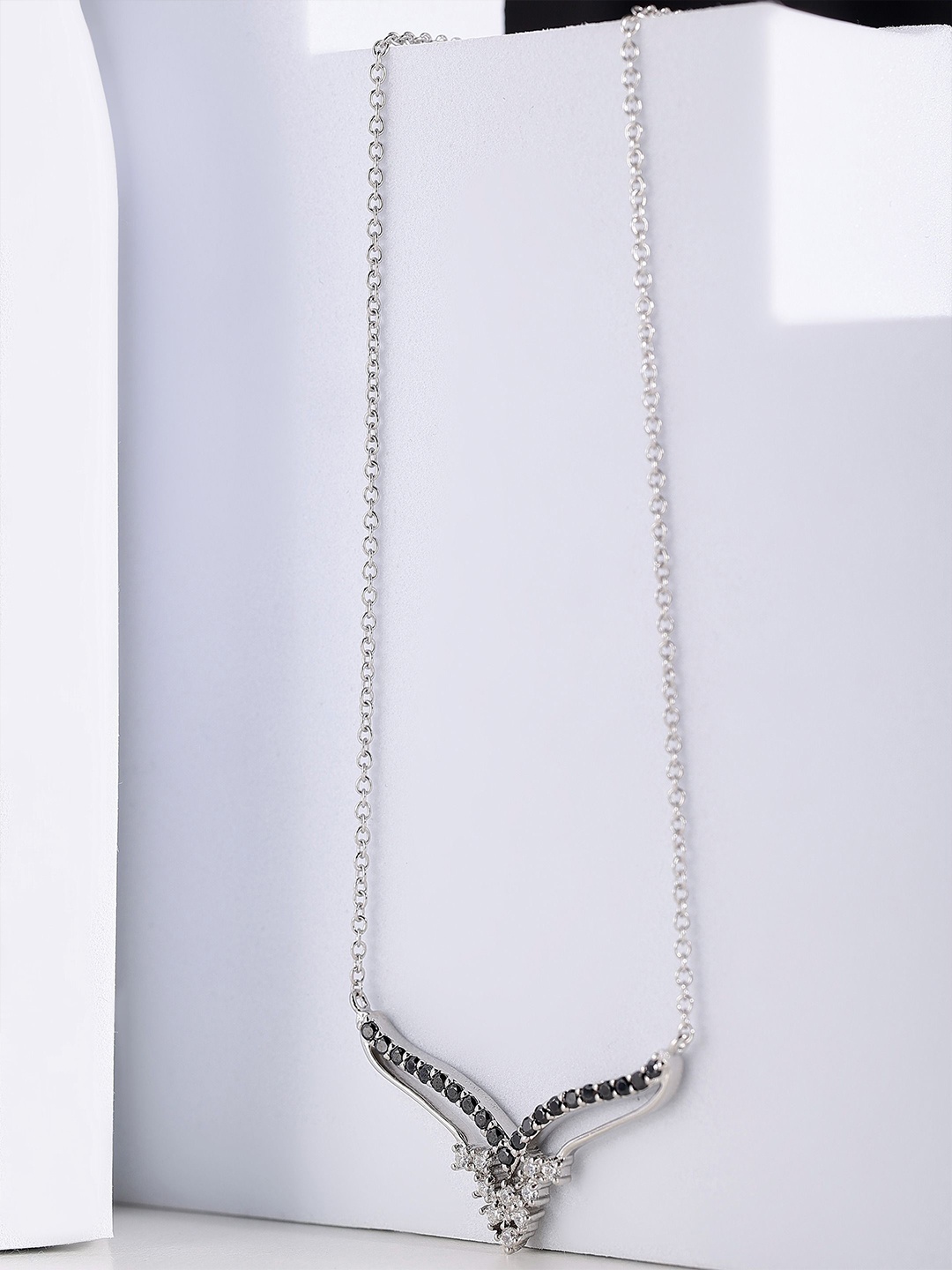 

DIAVO 925 Sterling Silver Rhodium-Plated Cubic Zirconia Necklace