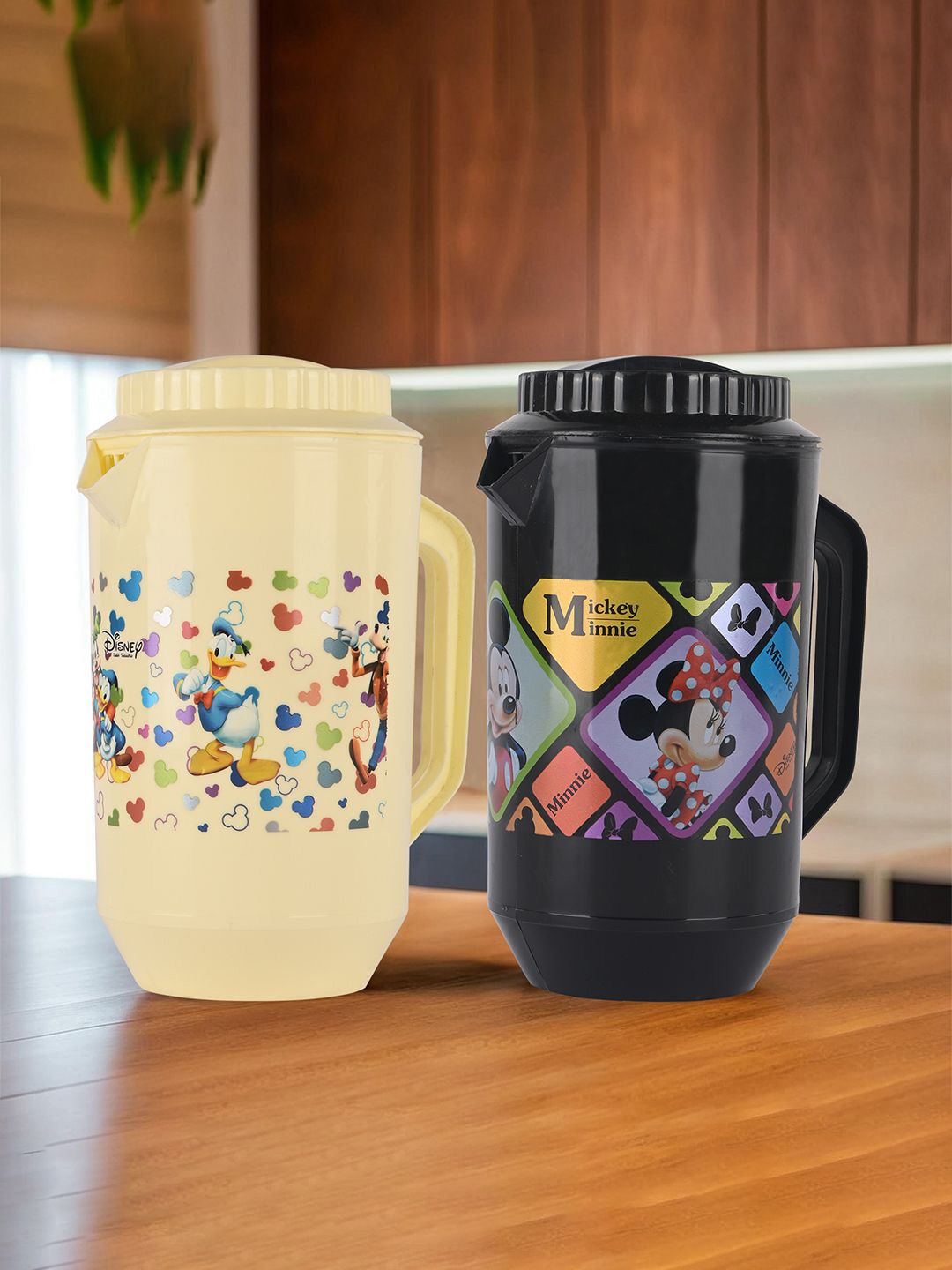 

Kuber Industries Cream-Coloured & Black 2 Pieces Disney Team Printed Water Jugs-2 L