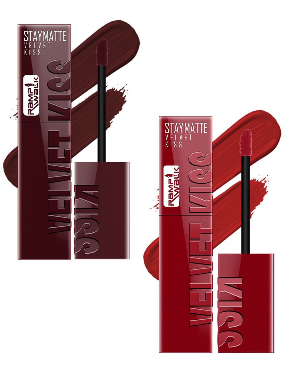 

Ramp Walk Velvet Kiss Set Of 2 Stay Matte Liquid Lipstick - 3.5 ml Each - 02 - 12, Maroon