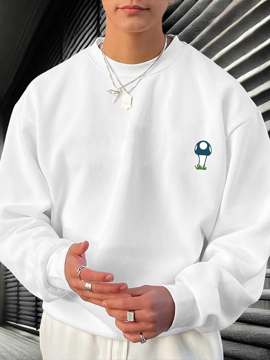 

AUSK Men Printed Sweatshirt, White