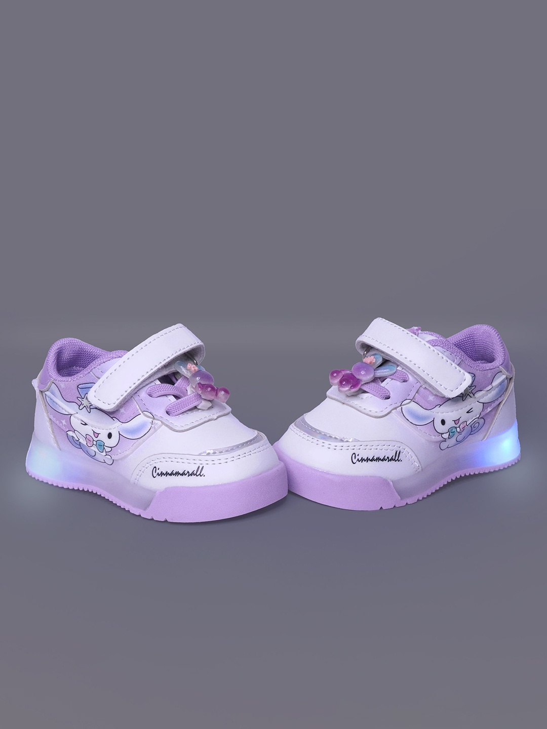 

BAESD Unisex Kids Colourblocked LED Velcro Sneakers, Purple