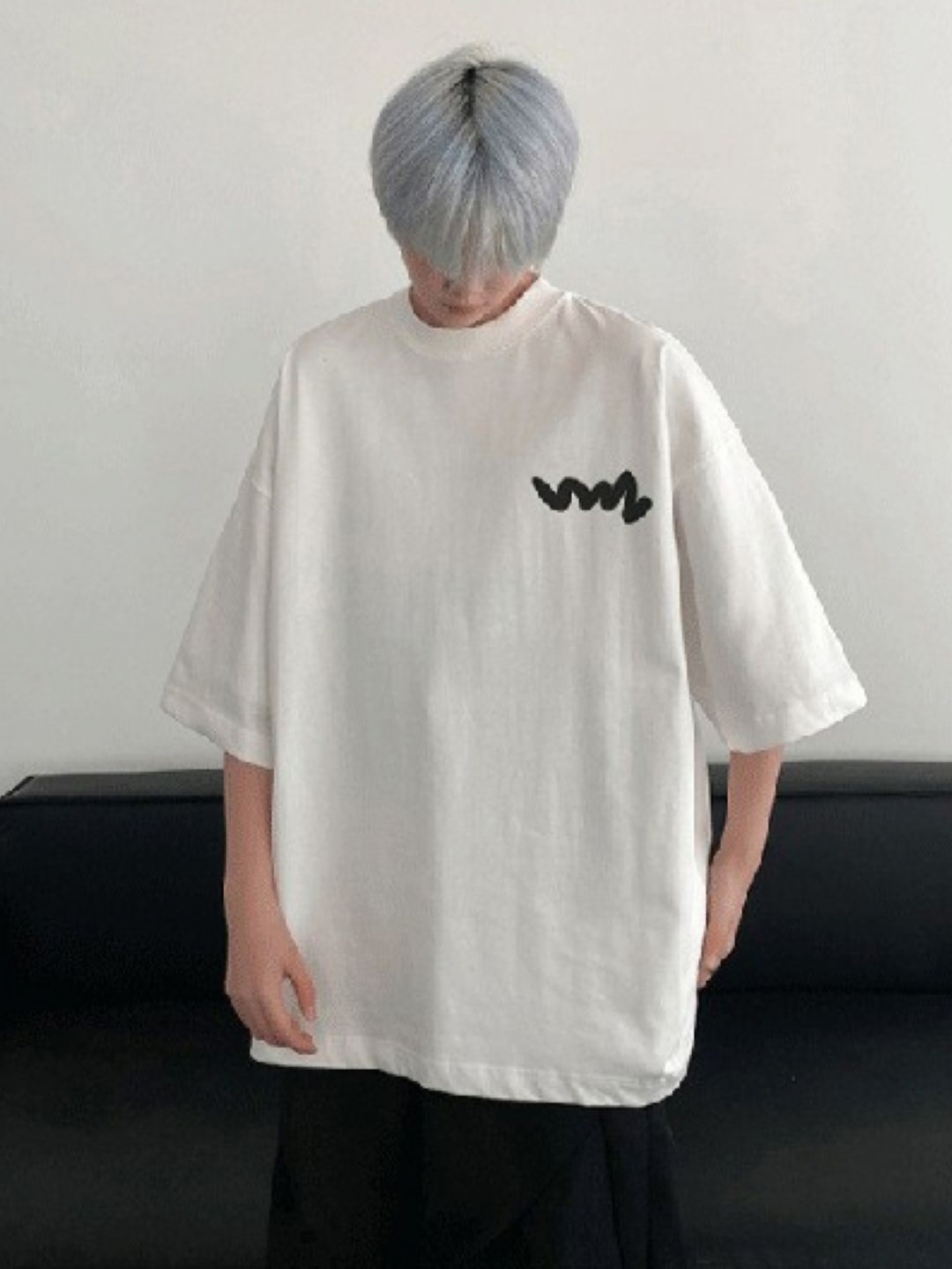 

HERE&NOW Men Graphic Printed Round Neck Cotton Oversized T-shirt, White