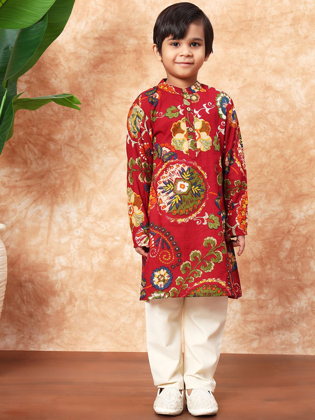 

Readiprint Boys Ethnic Motifs Printed Pure Cotton Straight Kurta With Pyjama, Maroon