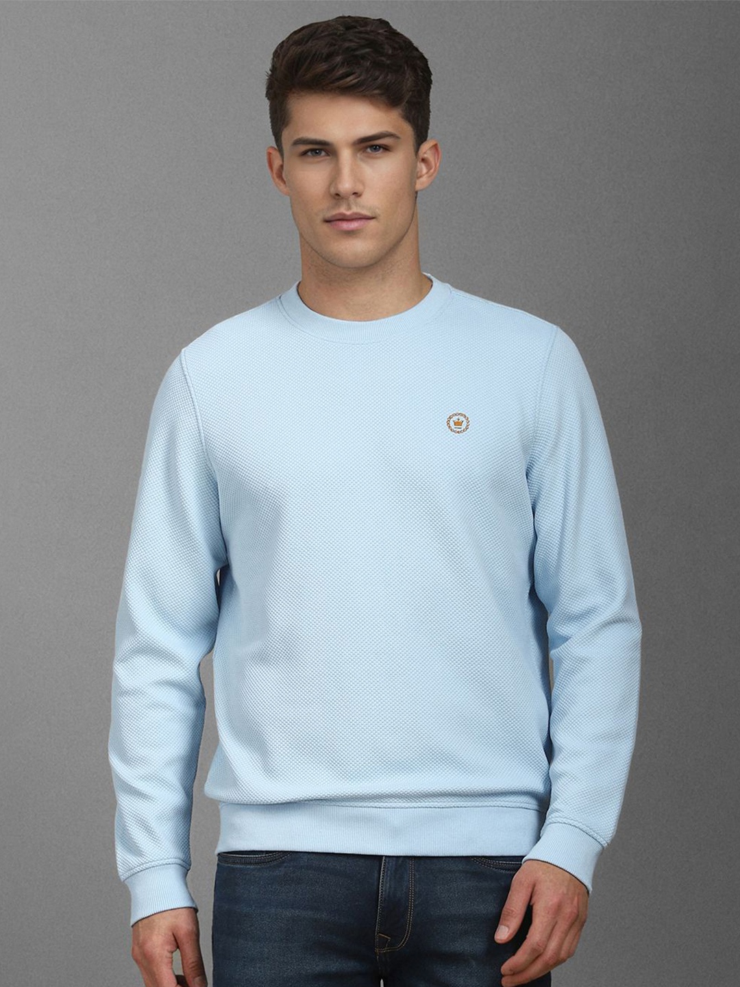 

Louis Philippe Men Round Neck Cotton Sweatshirt, Blue