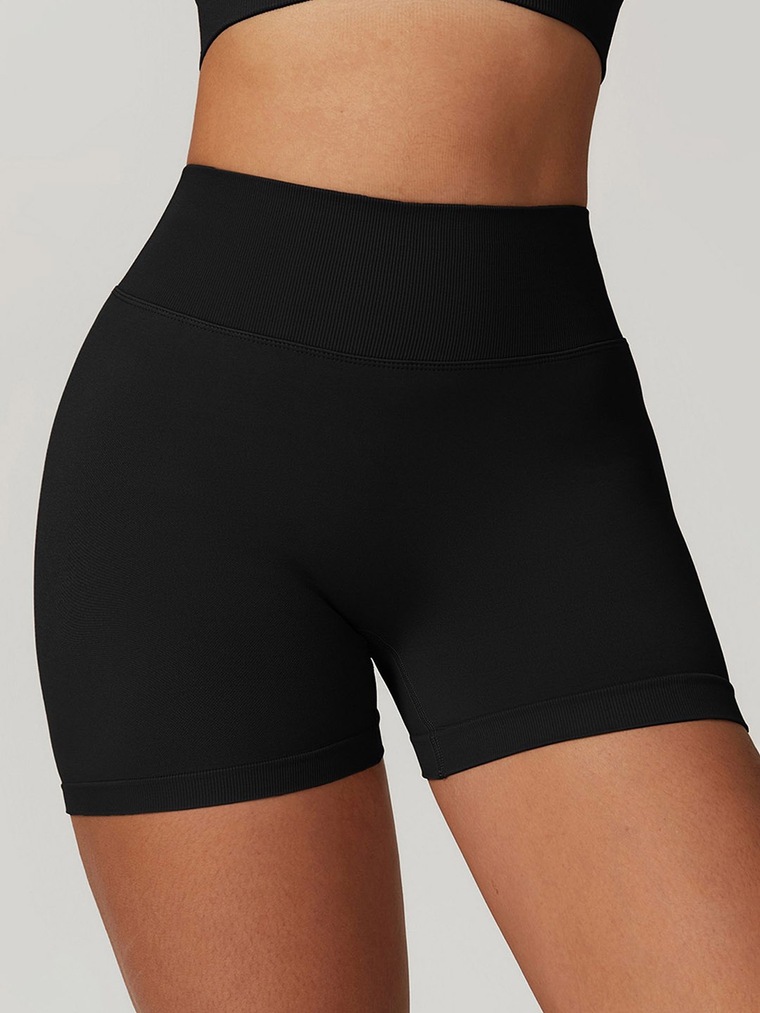 

LULU & SKY omen Solid Slim Fit Mid-Rise Above Knee Sports Shorts, Black