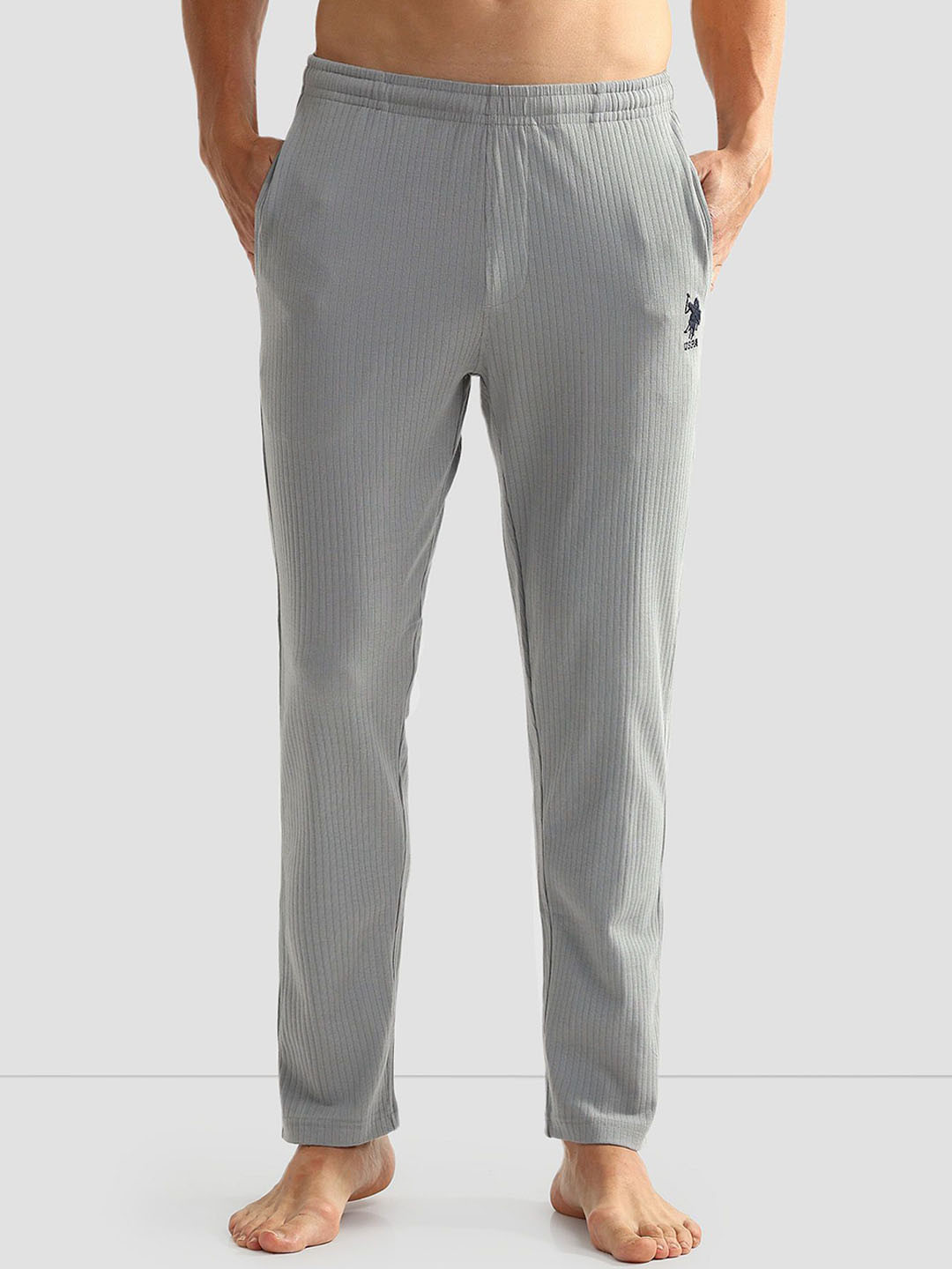 

U.S. Polo Assn. Mens All Over Stripe Pure Cotton OELP4 Lounge Pants, Grey