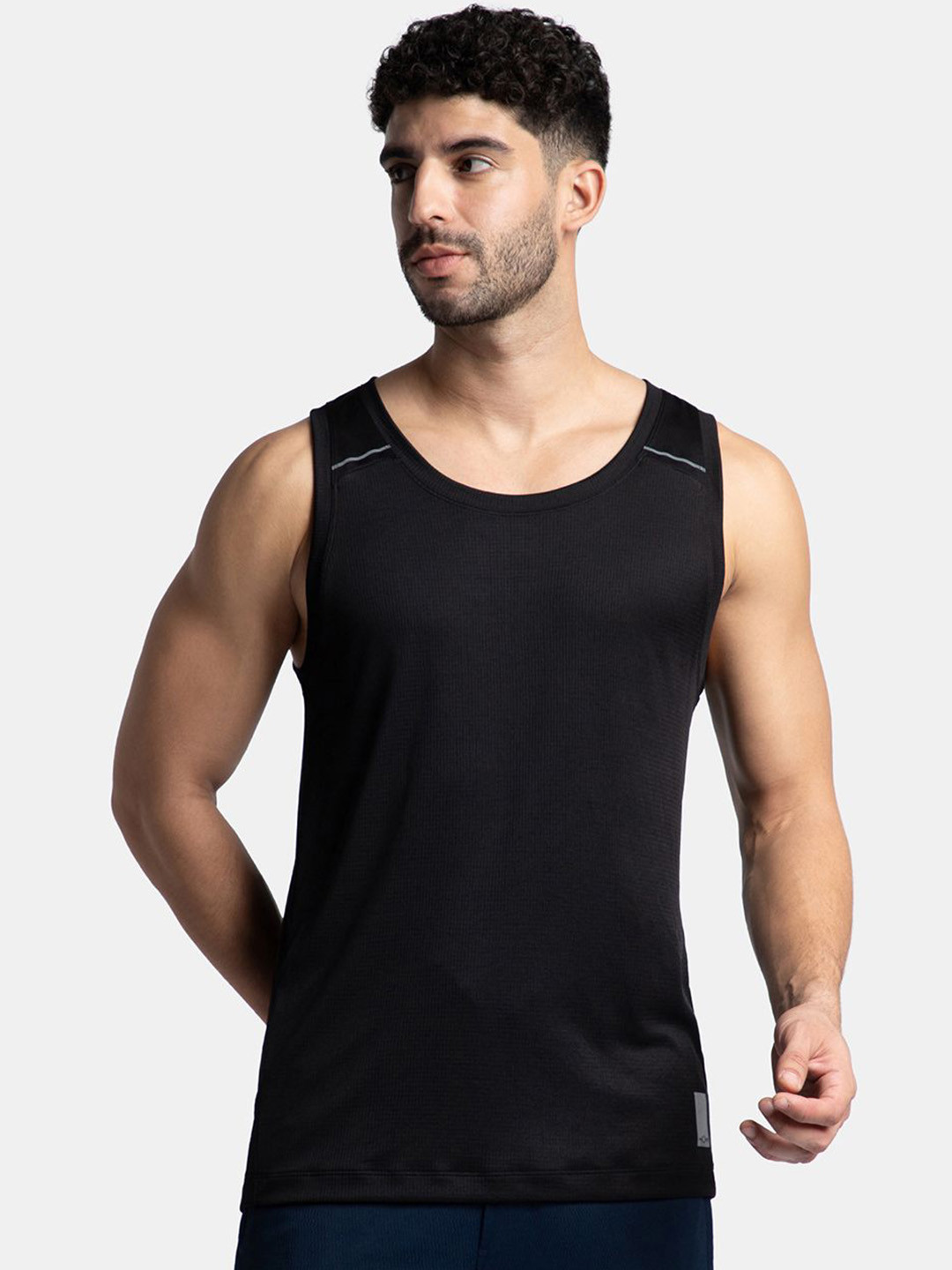 

Jockey Lightweight Microfiber Solid Vest with Breathable Mesh-MV57, Black