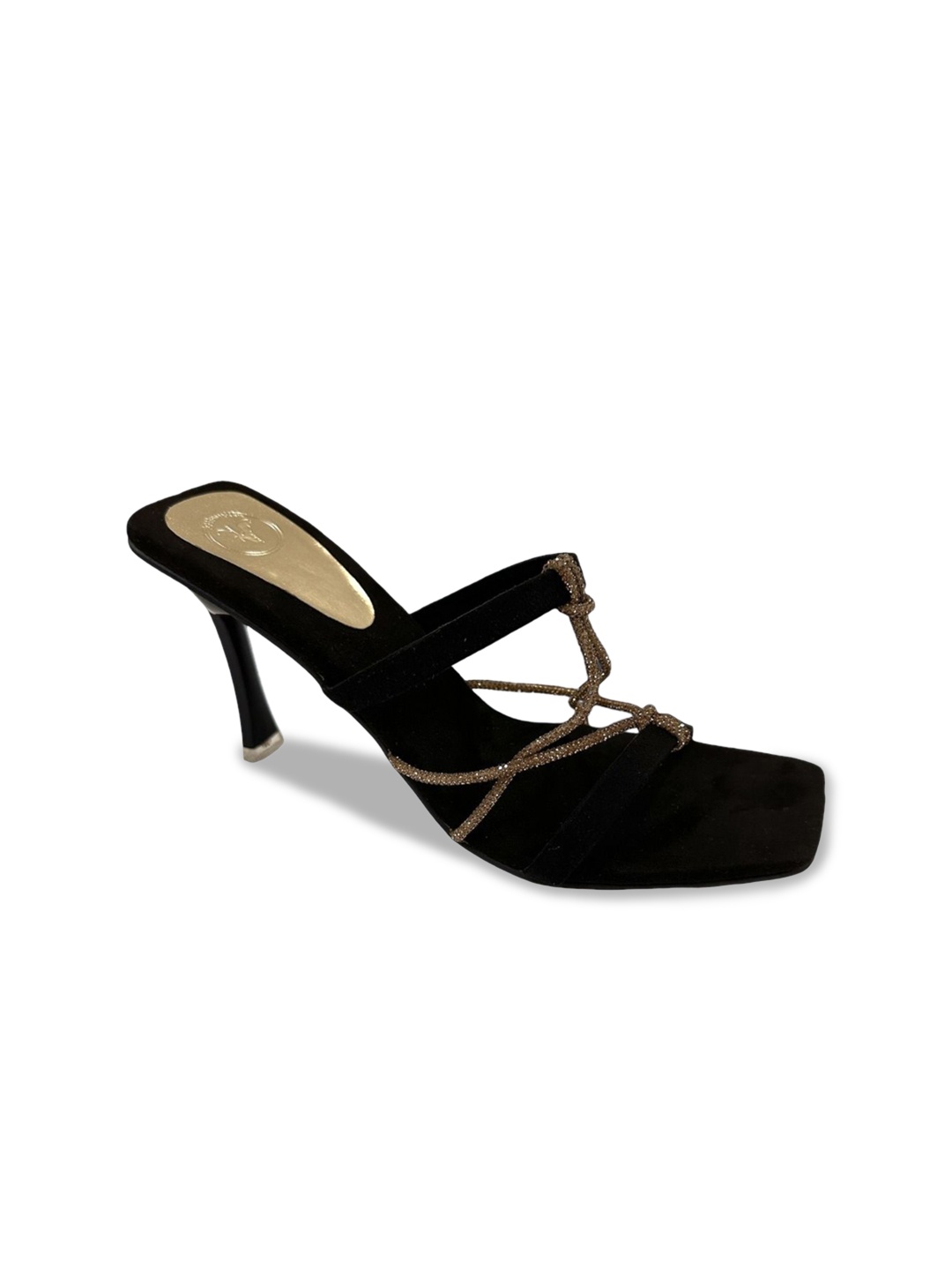

Sana K Luxurious Footwear Embellished Slim Heeled Sandals, Black