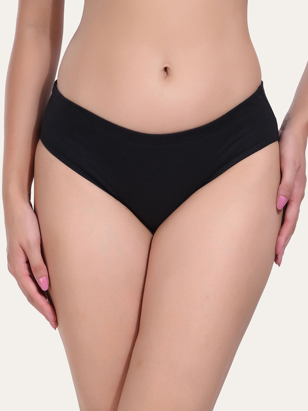 

Bruchi CLUB Women Low Rise Pure Cotton Hipster Briefs BC-PN-NIA-BK-S, Black