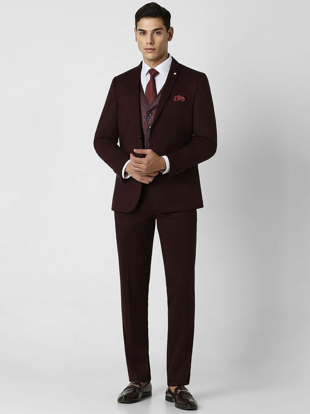 

Van Heusen Slim-Fit Single-Breasted Three-Piece Men Formal Suit, Brown