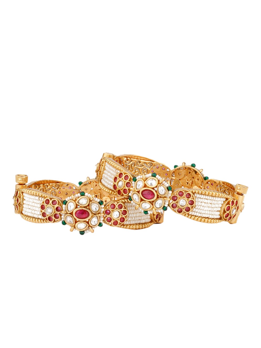 

Vivinia by Vidhi Set Of 2 Gold-Plated Kundan-Studded & Beaded Bangles