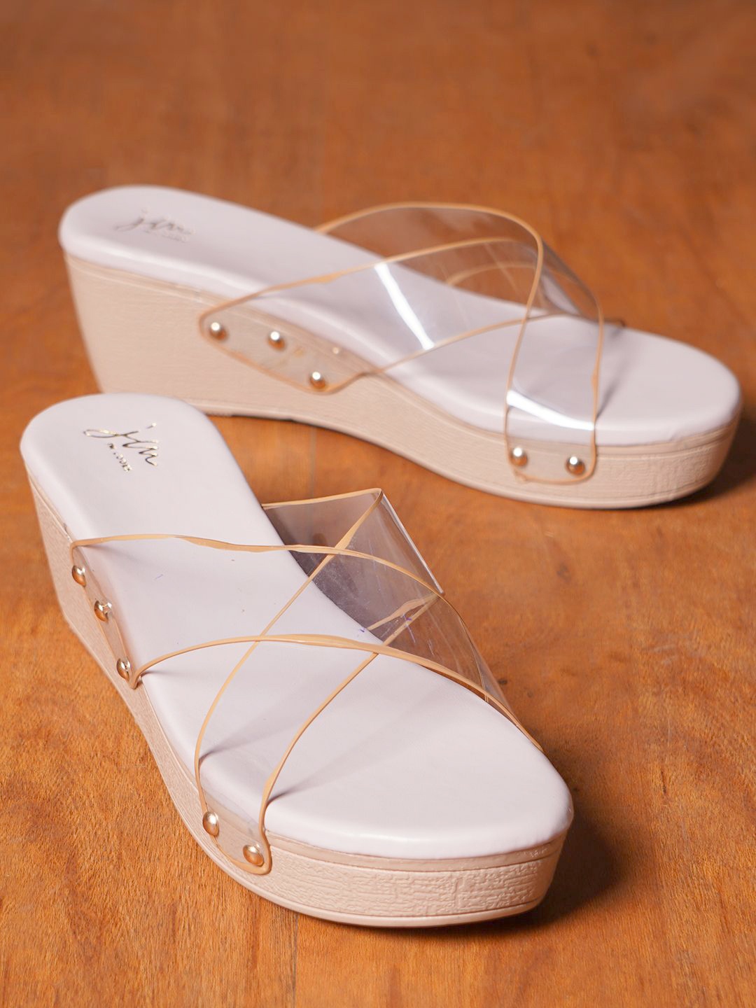 

JM Looks Textured Wedge Sandals, Beige