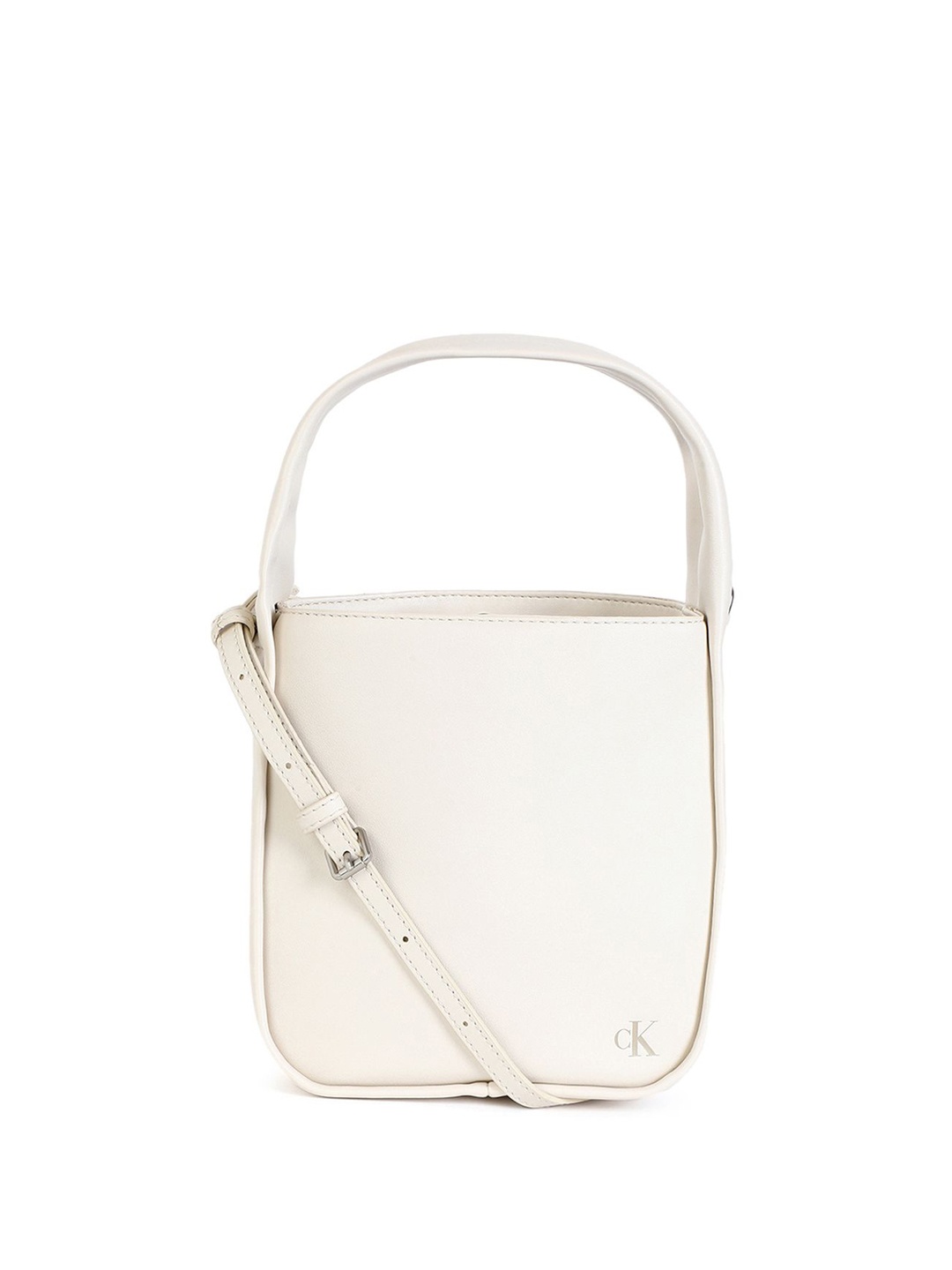 

Calvin Klein Women Solid Half Moon Hobo Bag with Tasselled, White