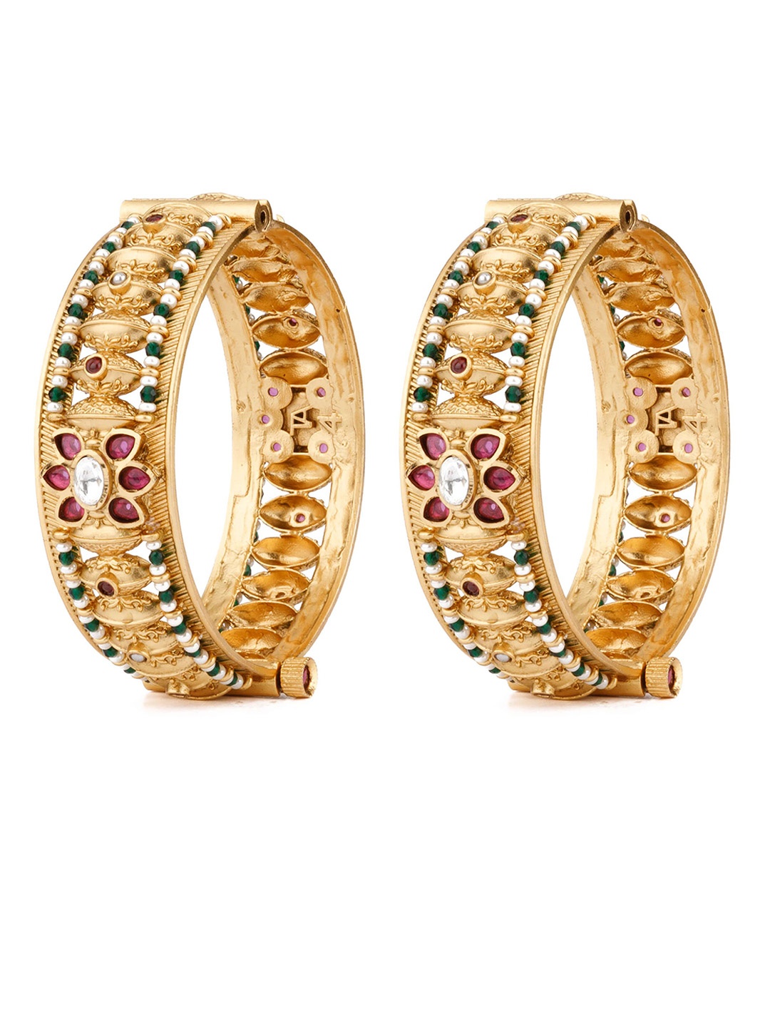 

Vivinia by Vidhi Set Of 2 Gold-Plated Kundan-Studded & Beaded Bangles