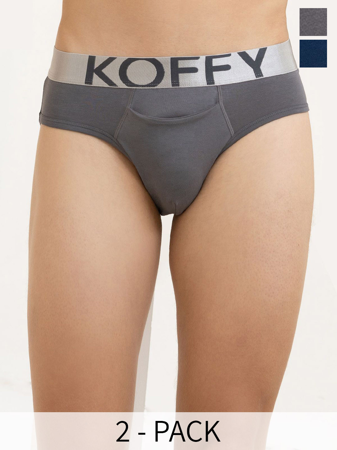 

KOFFY Pack Of 2 Basic Briefs KOFFY_KI23_DGR_AFBU_2PC, Grey