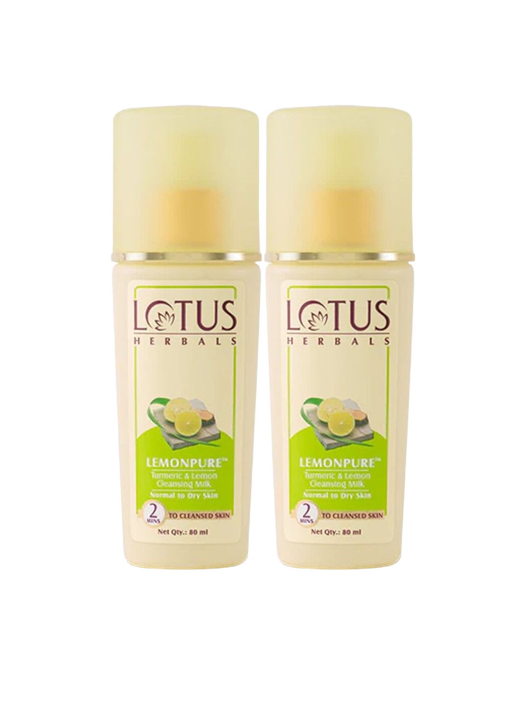 

Lotus Herbals Set of 2 Lemonpure Turmeric & Lemon Cleansing Milk - 80 ml each, Yellow