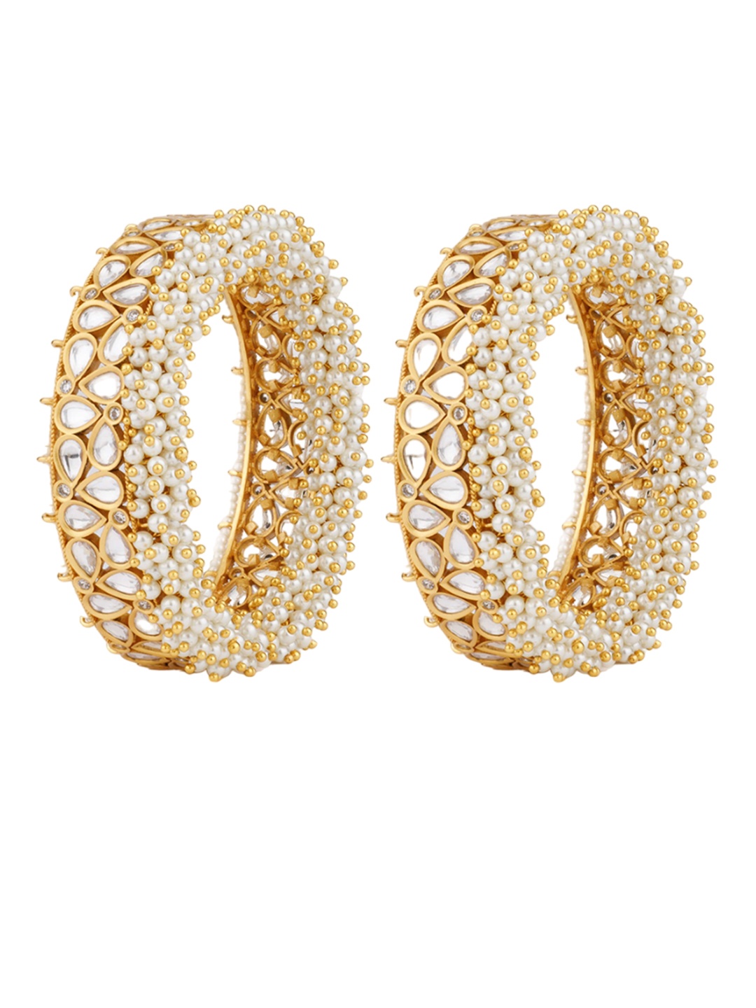 

Vivinia by Vidhi Set Of 2 Gold-Plated Kundan-Studded & Beaded Bangles
