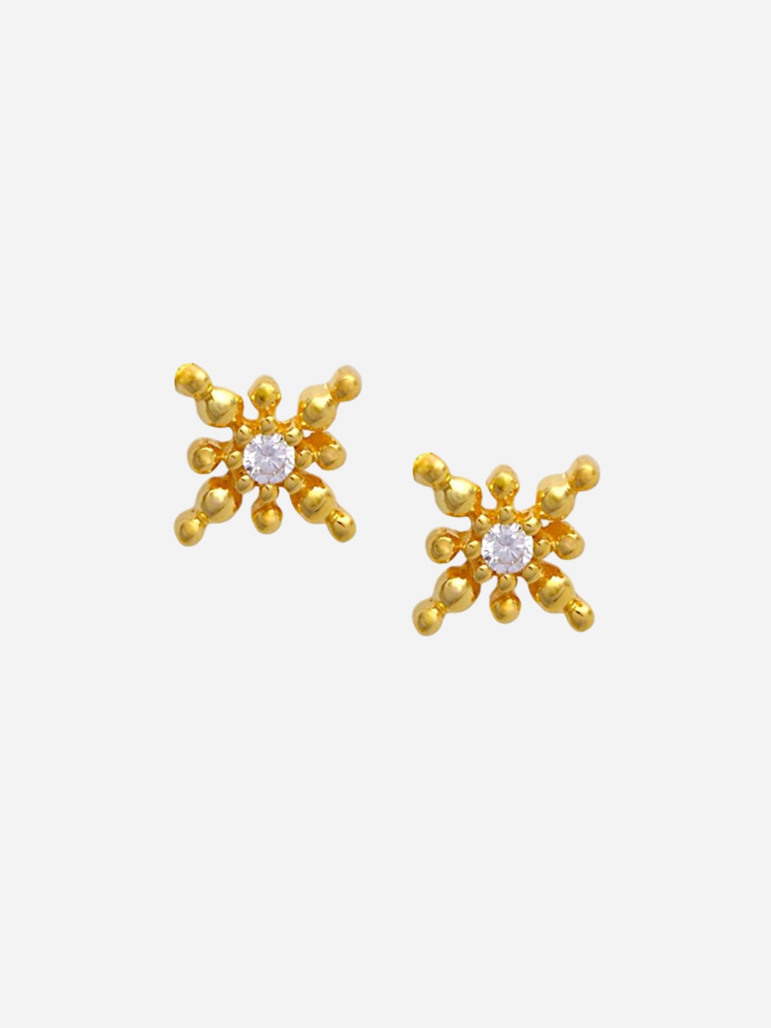 

Trisu 925 Sterling Silver 18KT Gold-Plated Cubic Zirconia Studded Studs Earrings