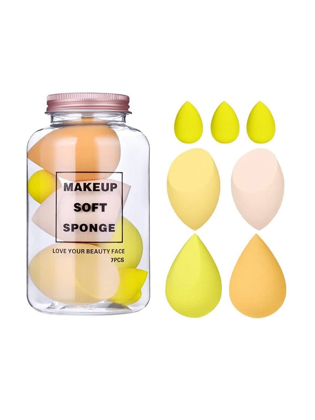 

Facejewel Set Of 7 Makeup Sponge Set & Pizza Puff With Box, Black
