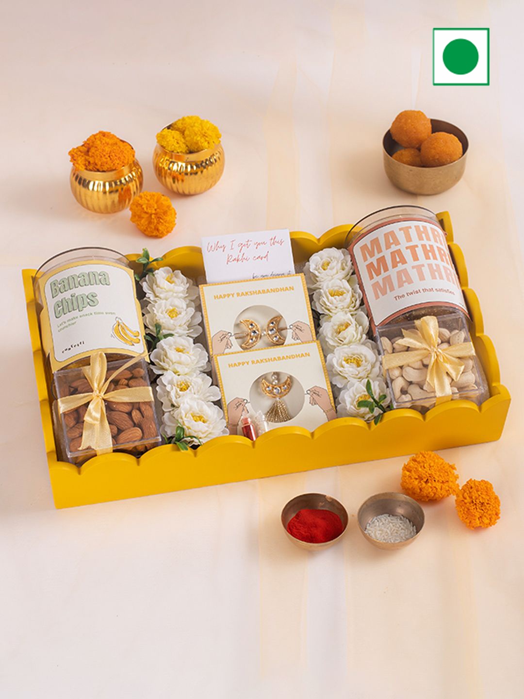 

Confetti Gifts Bhaiya Bhabhi With Dry Fruits Gift Set, Yellow
