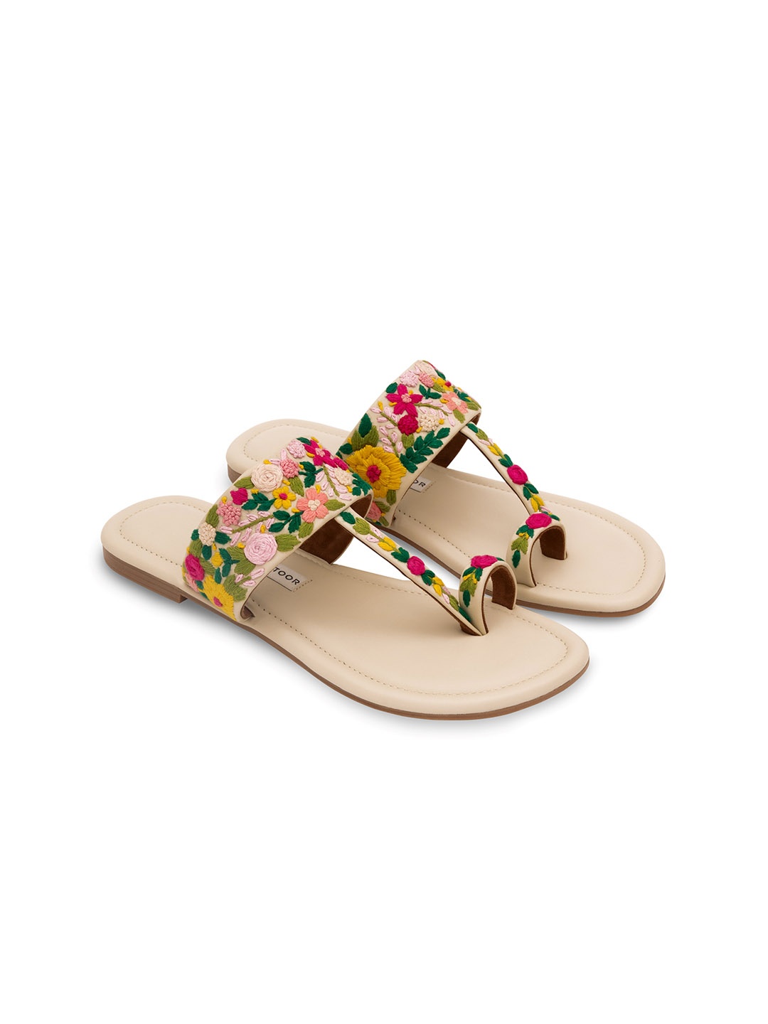 

Aprajita Toor Women Embroidered One Toe Flats, Beige