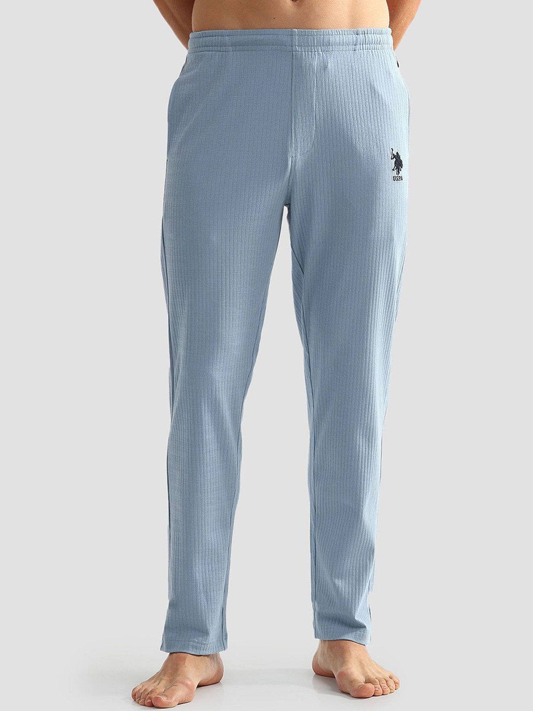 

U.S. Polo Assn. Men Ribbed Pure Cotton OELP4 Lounge Pants, Blue