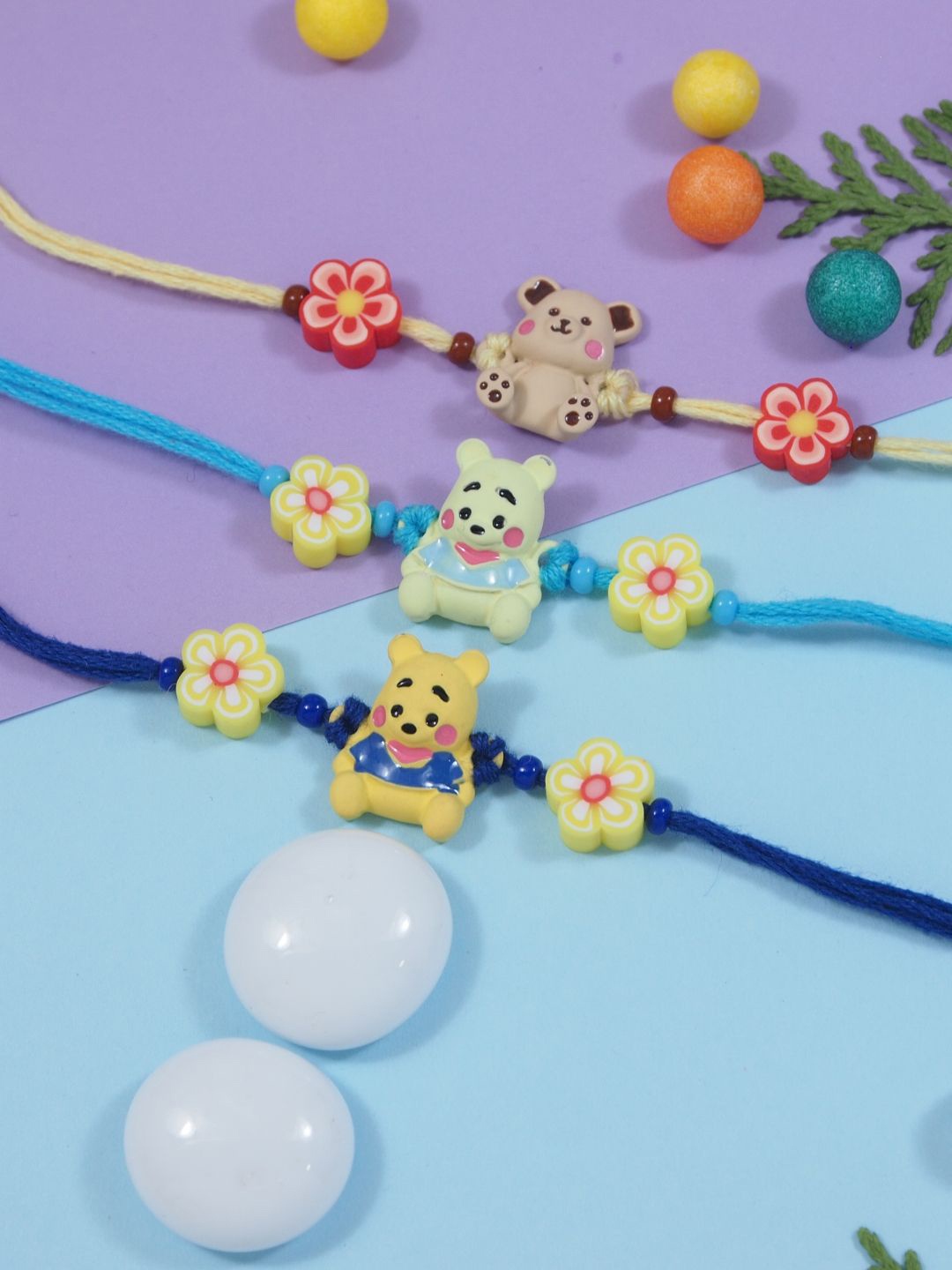 

I Jewels Set Of 3 Cartoon Rakhi With Roli Chawal & Card, Multi